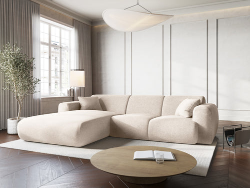 Cosmopolitan Design linker hoekbank Nolio 4-zits, chenille, lichtbeige - 170x260x72cm