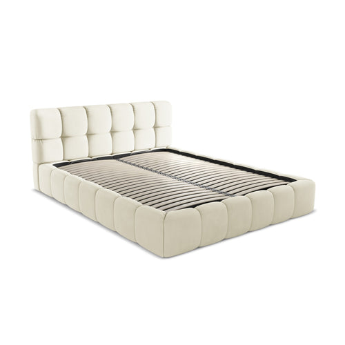 LaMiaSofa Bed met opbergruimte Roma - chenille stof - beige - 180x228x82