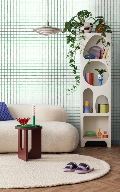 ESTAhome behang geblokt motief groen en wit - 50 x 900 cm - 131273 - vtwonen shop