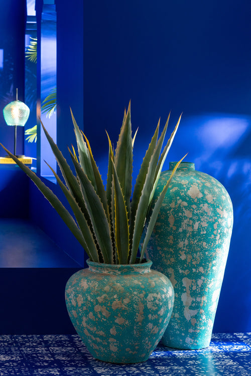 J-Line vaas Pot Antique Rond - cement - azuur - Ø 60 cm - vtwonen shop