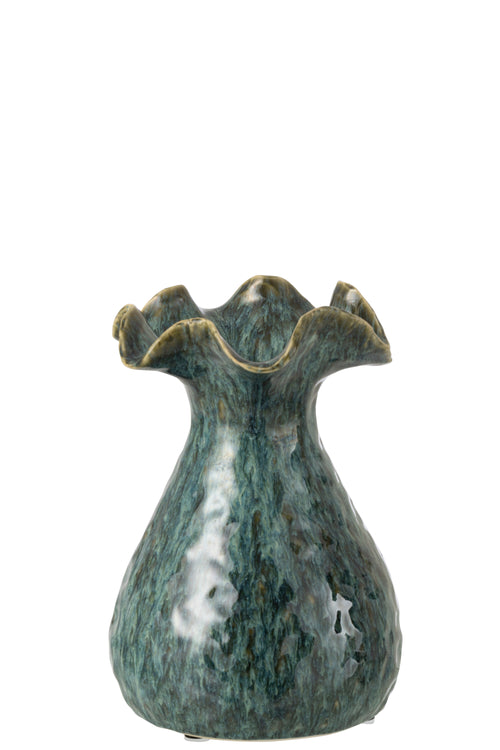 J-Line vaas Ronny Onregelmatig - keramiek - blauw - small