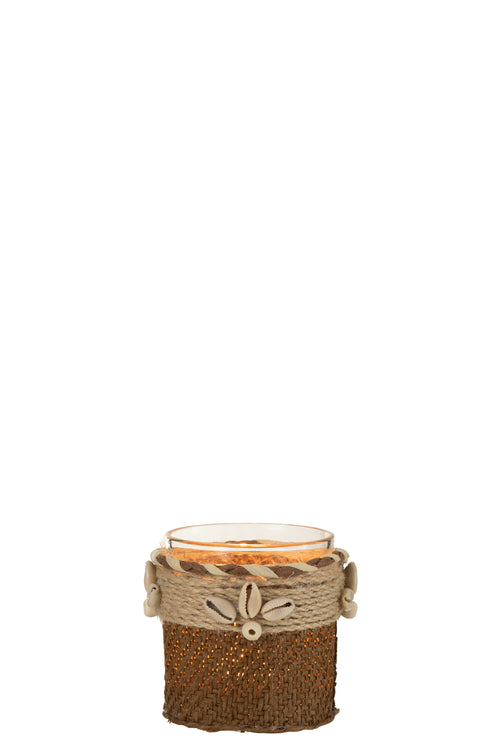 J-Line kaarshouder Schelpen - glas - bruin - 2 stuks - vtwonen shop