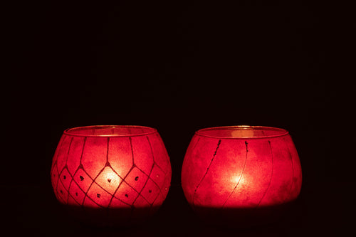 J-Line kaarshouder Lijnen/Geruit - fluweel - rood/goud - 2 stuks - vtwonen shop