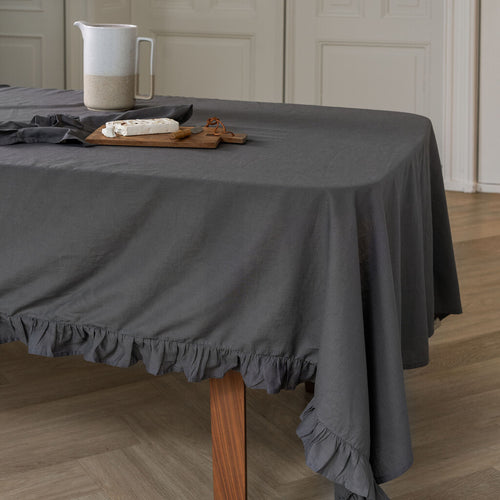 Walra - Tafellaken Lovely Linen Ruffles - 140x240 cm - Antraciet