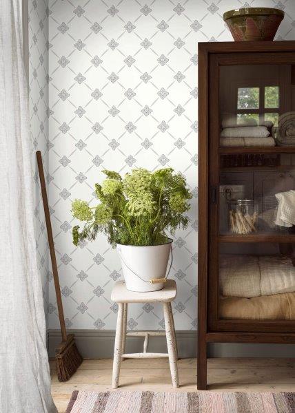 Borastapeter behang tegelmotief grijs en beige - 53 cm x 10.05 m - 660043 - vtwonen shop