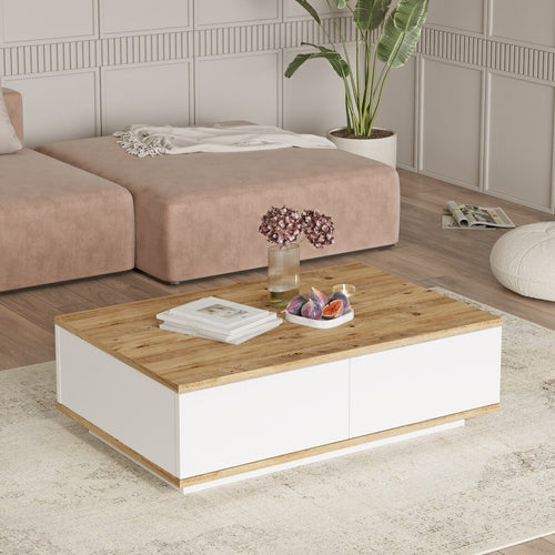 CALICOSY - Rechthoekige salontafel - Litch hout - 60x90x28,6 cm