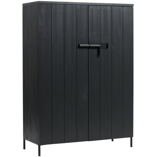 WOOOD 2-deurs kast Bruut - Geborsteld Grenen - Zwart - 140,5x100x41,5 - vtwonen shop