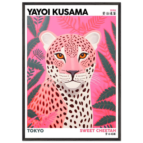 Artfulprints Poster met Lijst Yayoi Kusama - Sweet cheetah   - 70x100 cm - Roze