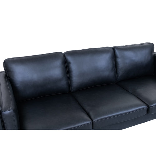 Furnhouse 3-zitsbank Valencia - Zwart - Leer - 88x220x83