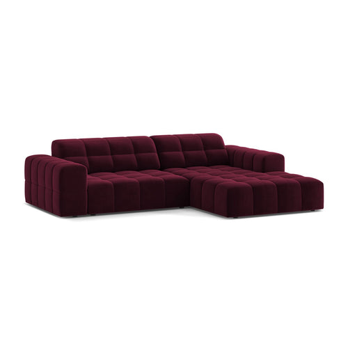 Cosmopolitan Design - Rechter hoekbank Chicago 3-zits, flueel bordeaux - 167x234x78cm