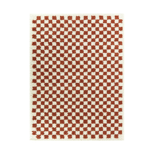 AFK Living vloerkleed  Checkers - shaggy - terracotta - 120 x 170 cm