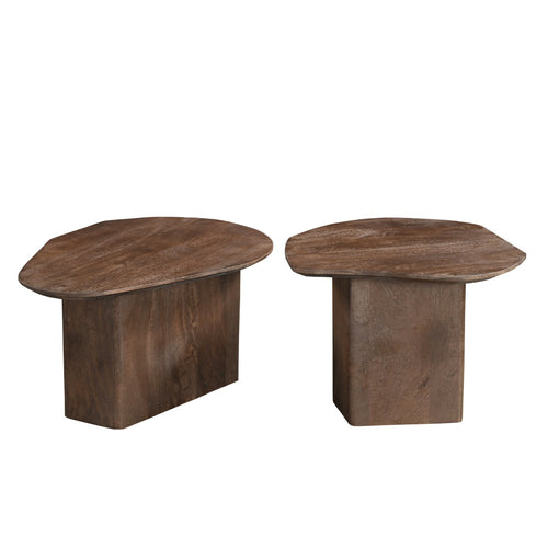 Giga Meubel Salontafel Jinte Organisch - Mangohout - Bruin - Set van 2 - vtwonen shop