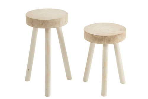 J-Line kruk - hout - wit - 2 stuks