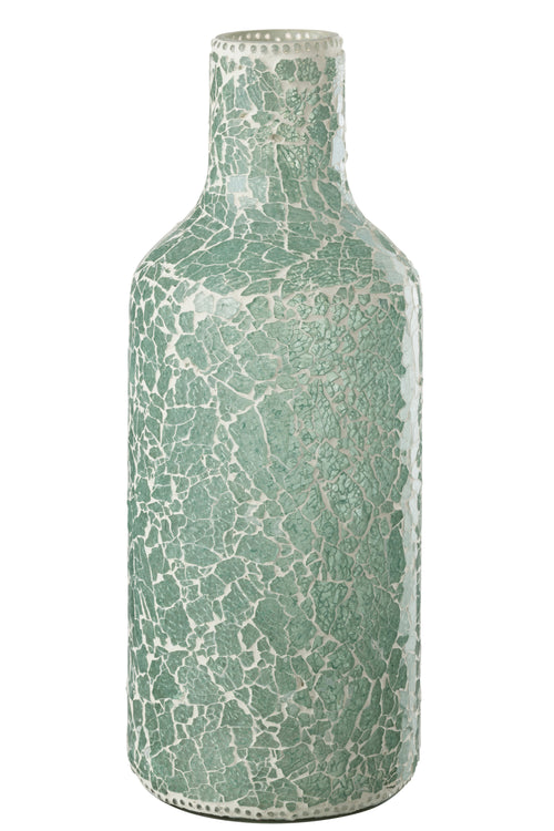J-Line vaas Mozaiek - glas - groen/wit - large - 43 cm hoog - vtwonen shop
