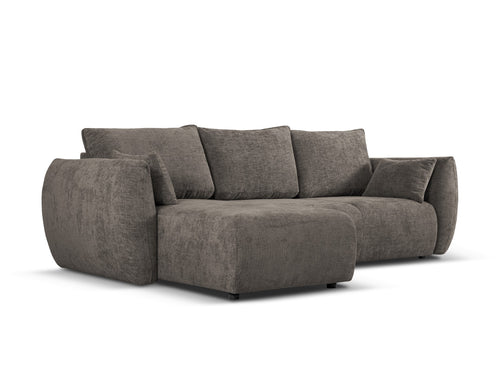Cosmopolitan Design Uitklapbare hoekbank links met opbergdoos Matera 4-zits, chenille, grijs - 173x253x86cm