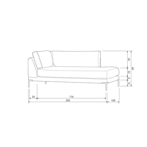 vtwonen lounge element rechts Couple - Polyester - Zand - 89x100x200 - vtwonen shop