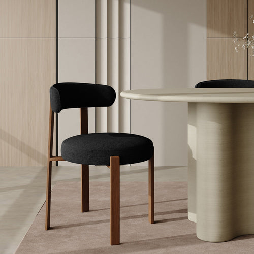 Sia Home - Set van 2 stoelen JUNA - chenillefluweel zwart 51cm