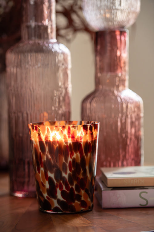 J-Line geurkaars Noa - Magnificent Birch - glas - rood - medium - 68U