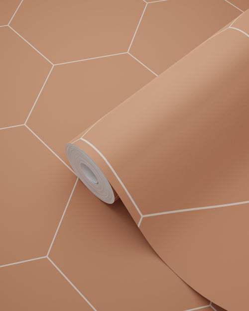 ESTAhome behang hexagon terracotta - 53 cm x 10.05 m - 139376