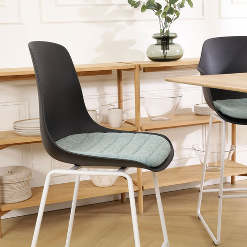 Nolon Nino-Liv Barkruk Zwart - Zacht Groen Kussen - Wit Frame - 65 cm - vtwonen shop