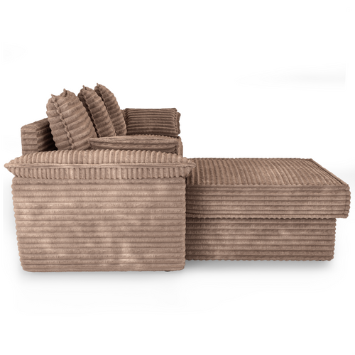 Sia Home - Hoekbanken links SASHA - XXL ribfluweel - Mol - 257cm - vtwonen shop