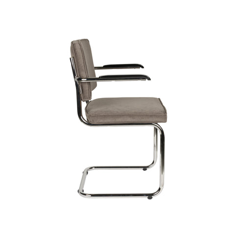 Zuiver Ridge Rib Eetkamerstoelen armleuning Grijs - Set van 2 - vtwonen shop