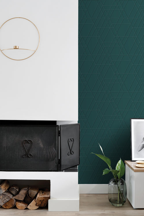 ESTAhome behang grafisch 3D motief donker petrol blauw - 50 x 900 cm - 139604 - vtwonen shop