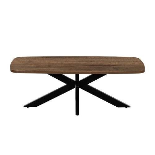 Giga Meubel Salontafel Jaimy Donkerbruin – Deens Ovaal – Melamine en Metaal – 100x50x35 cm