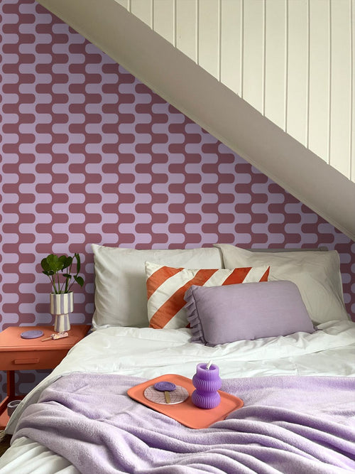 ESTAhome behang golvende lijnen paars - 50 x 900 cm - 131834