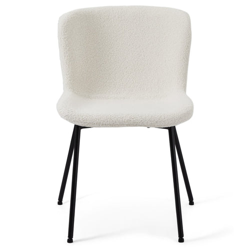 Furnhouse eetkamerstoelen armleuning Teddy - Crème wit - Stof (Bouclé) - Set van 2