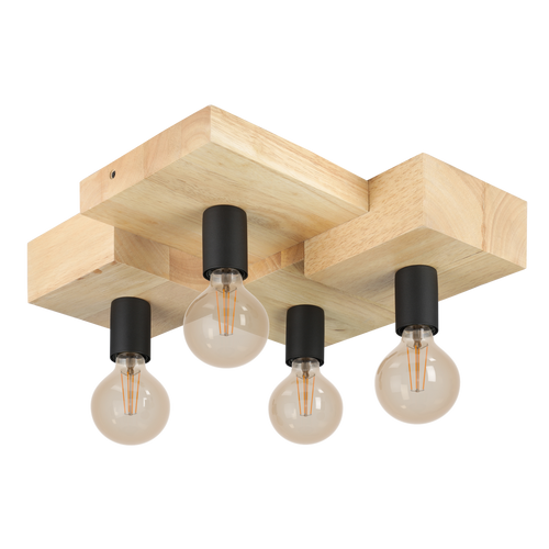 EGLO plafondlamp Halkin - e27 - 43 cm - bruin/zwart - hout - vtwonen shop