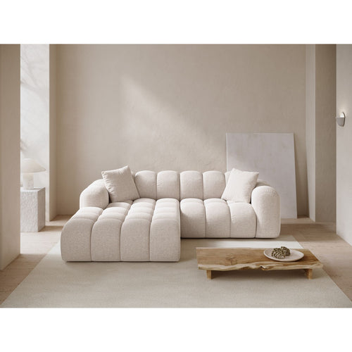 Cosmopolitan Design - Linker hoekbank Treno 3-zits, chenille lichtbeige - 184x240x70cm