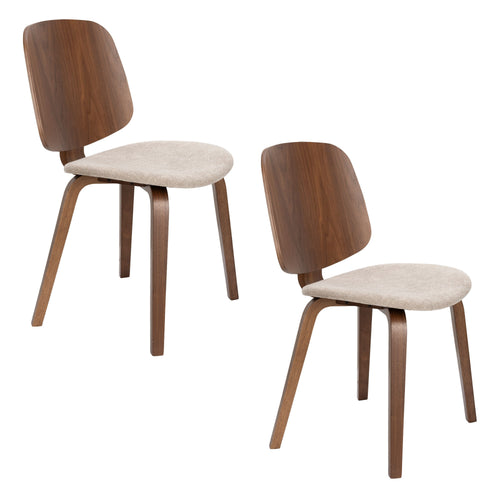 Housecraft Living Walden Eetkamerstoelen Walnoot/Beige - Set van 2