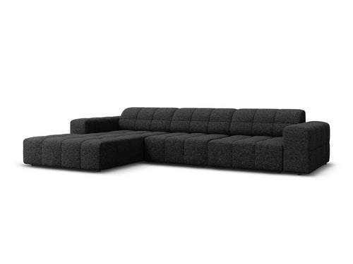 Cosmopolitan Design linker hoekbank Chicago 4-zits, chenille zwart - 167x294x78cm