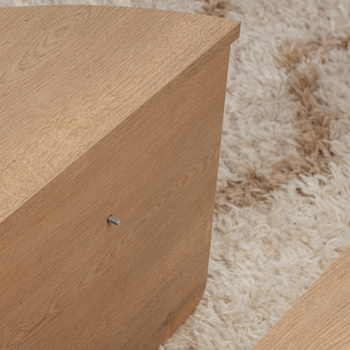 Calicosy - ORION Set van 2 salontafels - Licht hout - 90x90x35 cm