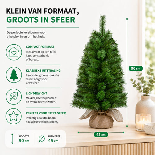 Black Box Trees Koyama Kerstboom Groen 98 Tips - Kunstboom voor Kleine Ruimtes - Kerstversiering met Groene PVC-Naalden - Compact en Realistisch Model