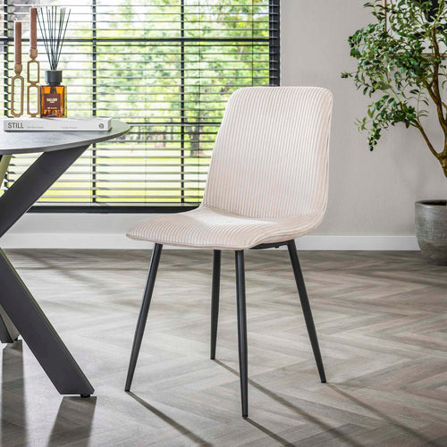 Giga Meubel Eetkamerstoel Rib Rock - Crème Ribstof - Set van 4