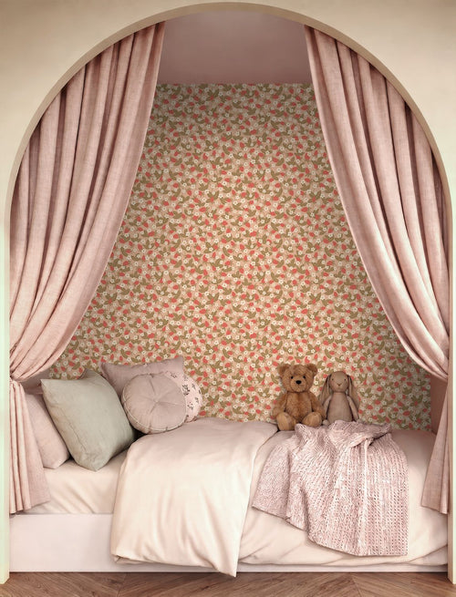 ESTAhome behang aardbeien terracotta roze - 50 x 900 cm - 132171