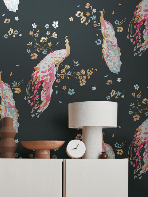 Livingwalls behang vogel zwart en meerkleurig - 53 cm x 10.05 m - AS-389061 - vtwonen shop