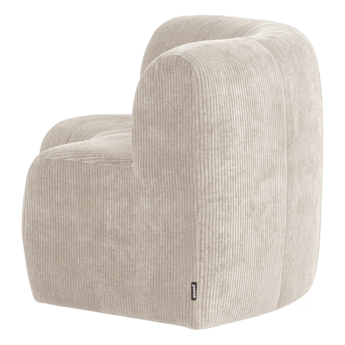 WOOOD eetbank halfronde hoek rugleuning Mojo Base - Rib - Ecru - 83x152x76