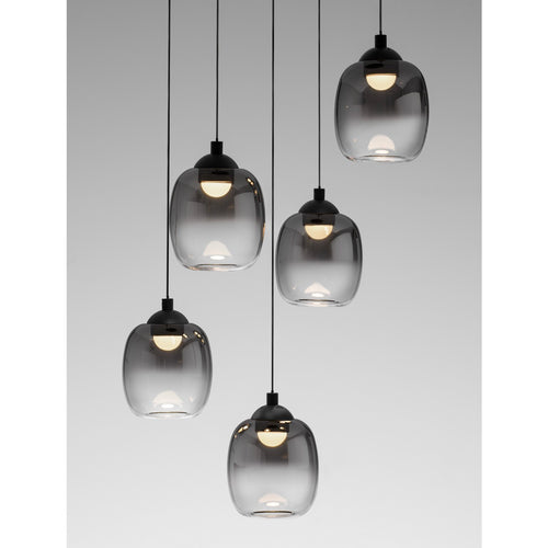 Nova Luce KITA Hanglamp met clusterontwerp, rookgrijs/zandzwart, Triac dimbare LED, 28W, 2222lm, 3000K