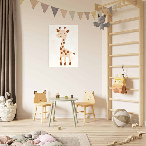 Artfulprints Poster Mama giraffe   - 30x40 cm - Geel
