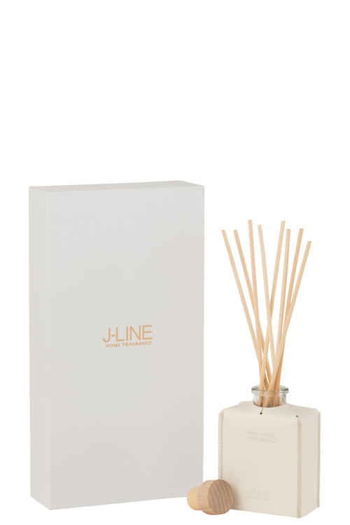 J-Line geurolie + stokjes - Grape White - leder - zwart - 100ml - vtwonen shop