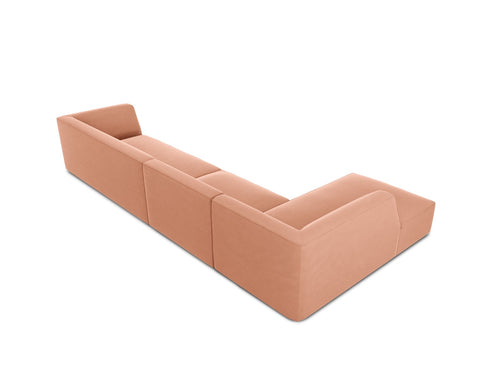 Micadoni linker hoekbank Ruby 5-zits, flueel, roze - 180x366x69cm