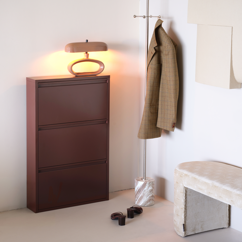 WOOOD 3-vaks schoenenkast Sabine - Metaal - Bordeauxrood - 103x66x16