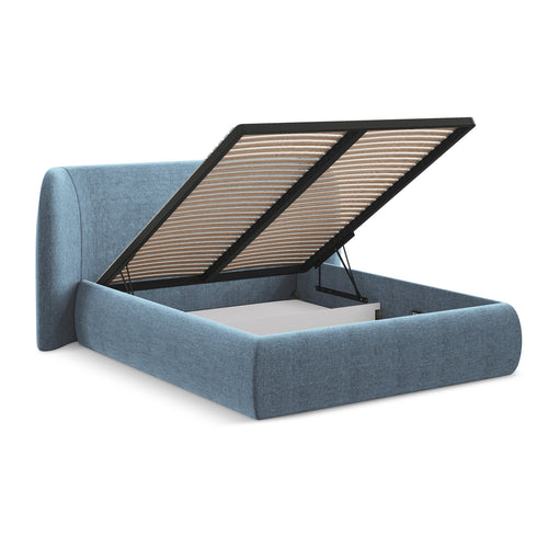 LaMiaSofa Bed met opbergruimte Trieste - chenille stof - jeans - 190x215x110