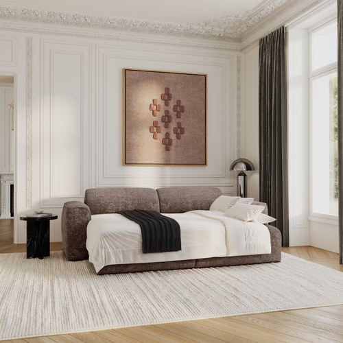 Sia Home - Rechte bank YUMA - Fluweel met reliëf - Mol - 240cm - vtwonen shop