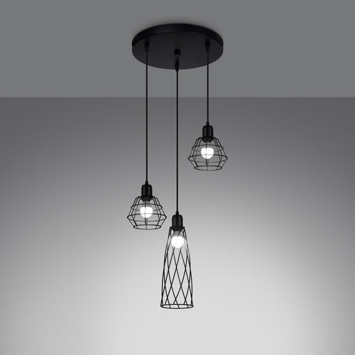 Sollux Lighting Hanglamp SUBA 3P zwart - 38x38x120cm