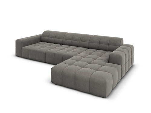 Cosmopolitan Design rechter hoekbank Chicago 4-zits, flueel lichtgrijs - 167x294x78cm