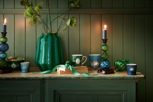 Pip Studio Waxinelichthouders Set 4 - Glas - Blauw - 7x7cm - vtwonen shop